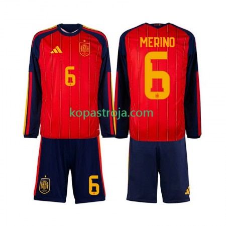 Billiga Fotbollströjor Spanien Mikel Merino 6 Barn Hemma tröja WM 2026 Långärmad